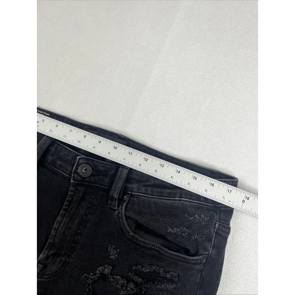 Cult of Individuality Mens 35x30 Black Punk Super Skinny Distressed Jeans
